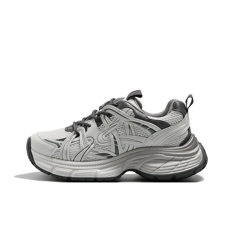 MIS. DANNY Low Top Chunky Sneakers Women's White Sand Gray-0