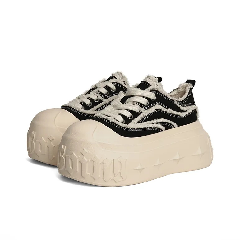 1807 Abrasion Resistant Slip Resistant Height Increasing Low Top Canvas Shoes Unisex Milk White-2