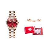 Ceramic Strap Rose Case Red Dial Women's Watch