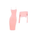 ◆ Soft Wife ◆ Pink[Slip Dress+Cropped Outer Cover Shirt]