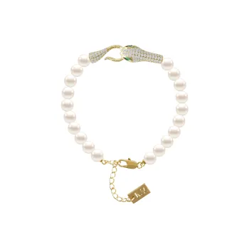 KEYS VIA Copper Alloy Synthetic Cubic Zirconia Faux Pearl Bracelet Gift Box Set Women's