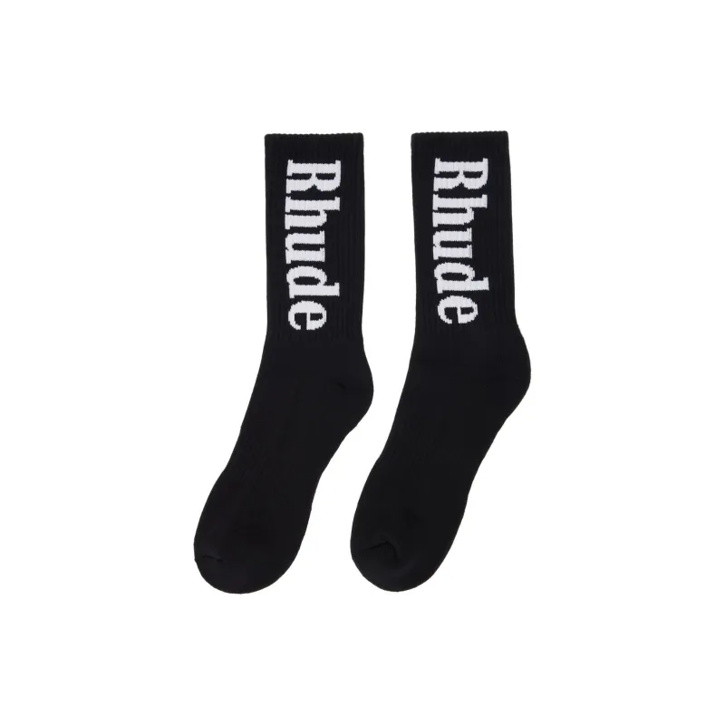 RHUDE Mid-Calf Socks Men's 1 Pack Black-0