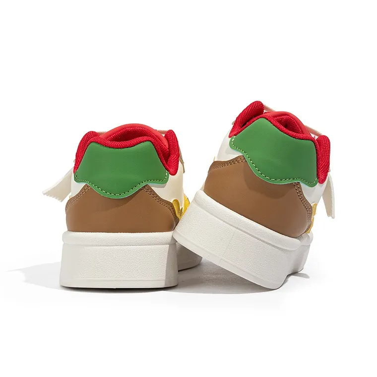 Babaya Slip Resistant Breathable Low Top Kids' Skateboarding Shoes Burger Color Teenagers-6