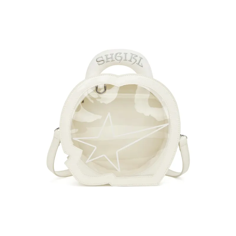 SHORT HAIR GIRL Membrana Dermalis Patchwork With TPU Handbag Women's White/Black-1