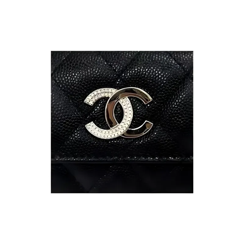 CHANEL Leather Wallet Women's Black-1