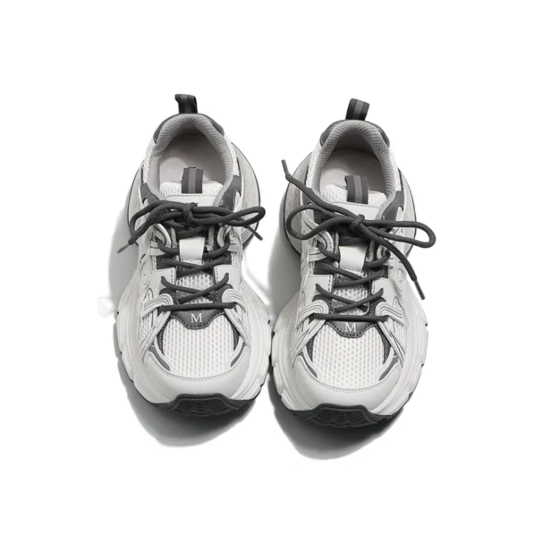 MIS. DANNY Low Top Chunky Sneakers Women's White Sand Gray-1