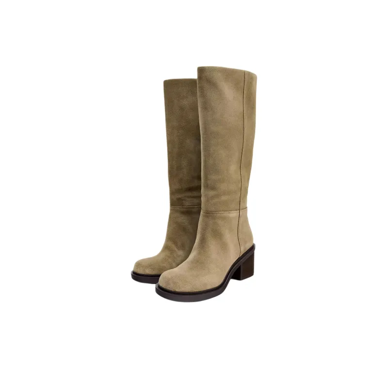 ZARA New Year Knee-high Boots 7cm Women's Taupe-2