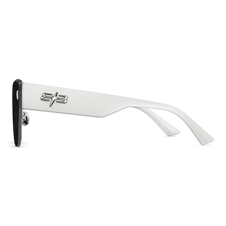 MOLSION Stainless Steel, Nylon Cat Eye Sunglasses Unisex Black White-8