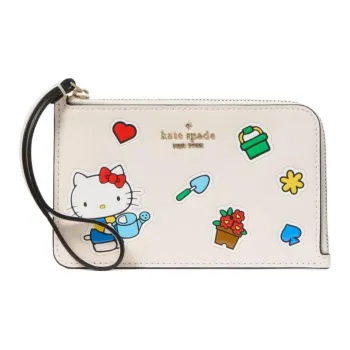 Kate Spade Hello Kitty Collaboration Cow Leather Key Pouch Card Holder Small Size Women's White