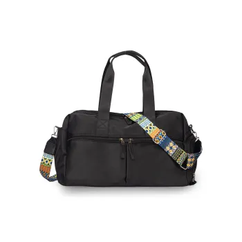 TAKI Oxford Travel Bag Regular Unisex Black/Apricot White & Coffee