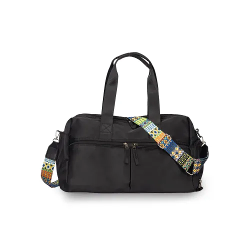 TAKI Oxford Travel Bag Regular Unisex Black/Apricot White & Coffee