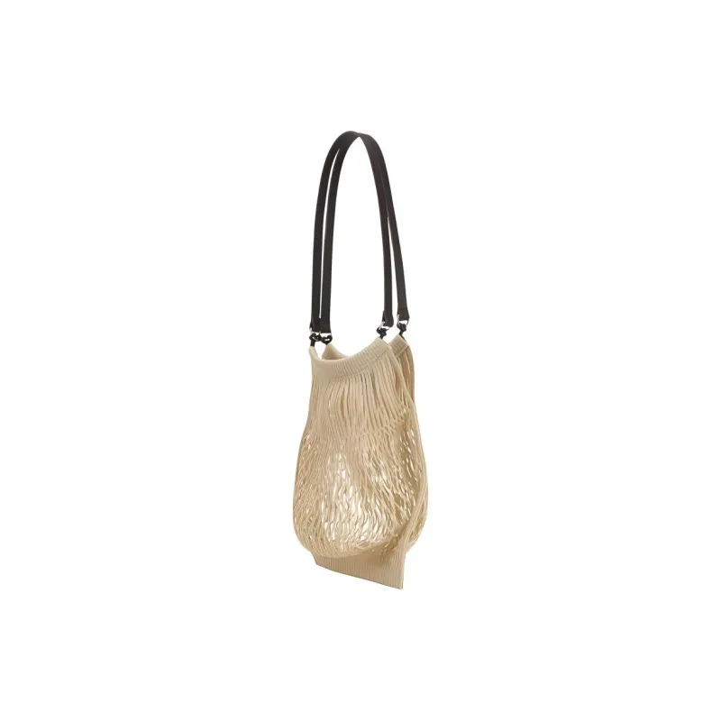 Lemaire Fabric With Cow Leather Handbag, Shoulder Bag Unisex Light Beige-2