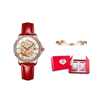 OLEVS Mechanical Movement Stainless Steel Watchband Watch Women's Watch White Dial