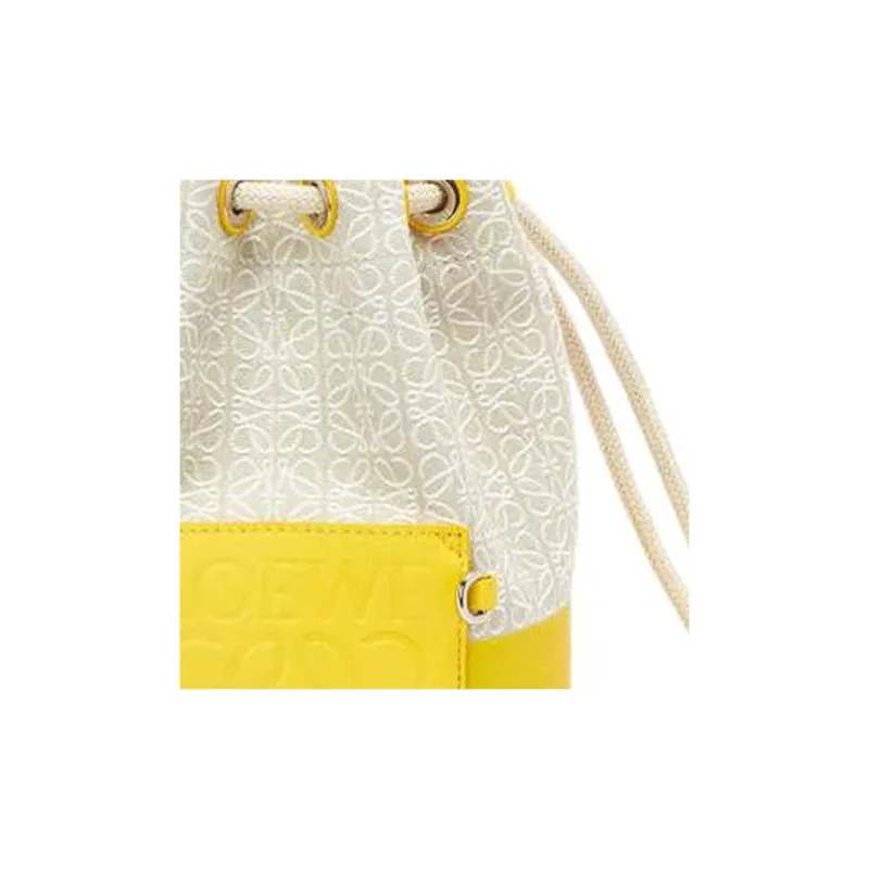 LOEWE Sailor Cow Leather Bucket Bags Shoulder Bags Small Size Women's Lemon-5