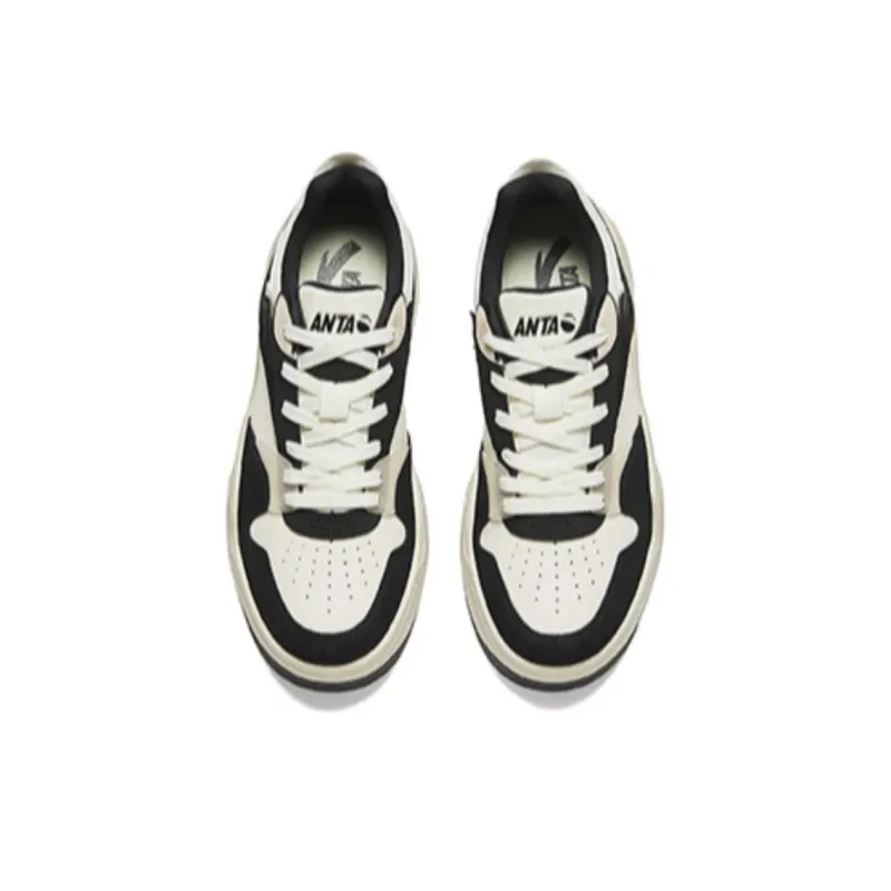 Anta C37 Series Wear-Resistant Lightweight Height Increasing Low-Top Skateboard Shoes Men's Black White-2