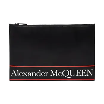 Alexander McQueen Cow Leather Briefcase Clutch Men's Black/Red