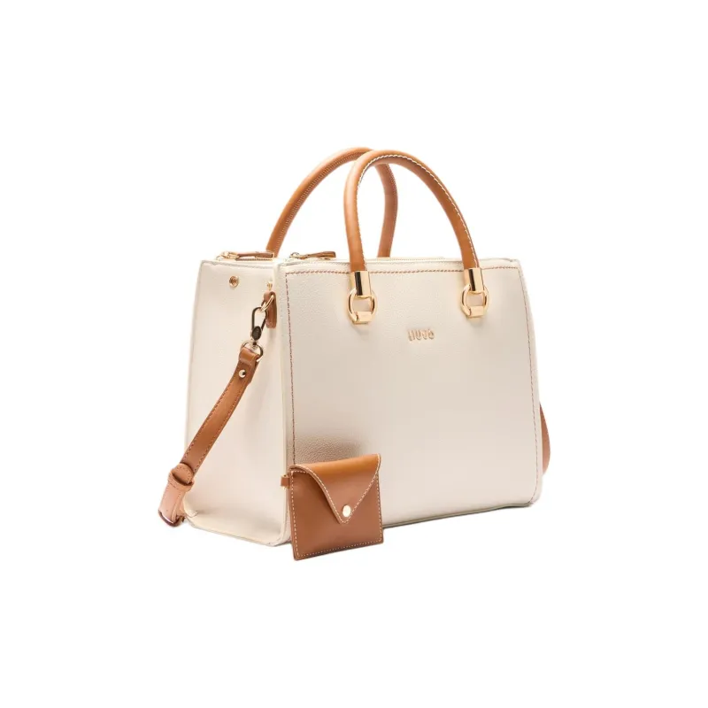 LIU·JO Polyester Shoulder Bag, Crossbody Bag, Handbag Women's Cream White & Brown-1