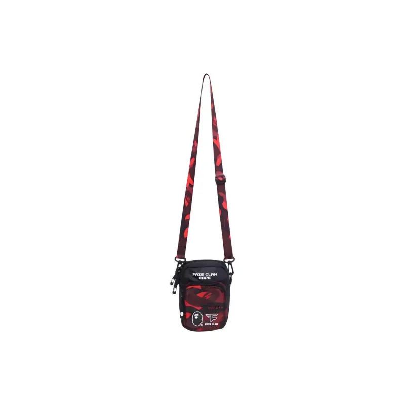 A BATHING APE FAZE CLAN GADGET POUCH Collaboration Fabric Shoulder Bag Crossbody Bag Medium Size Men's Red-1
