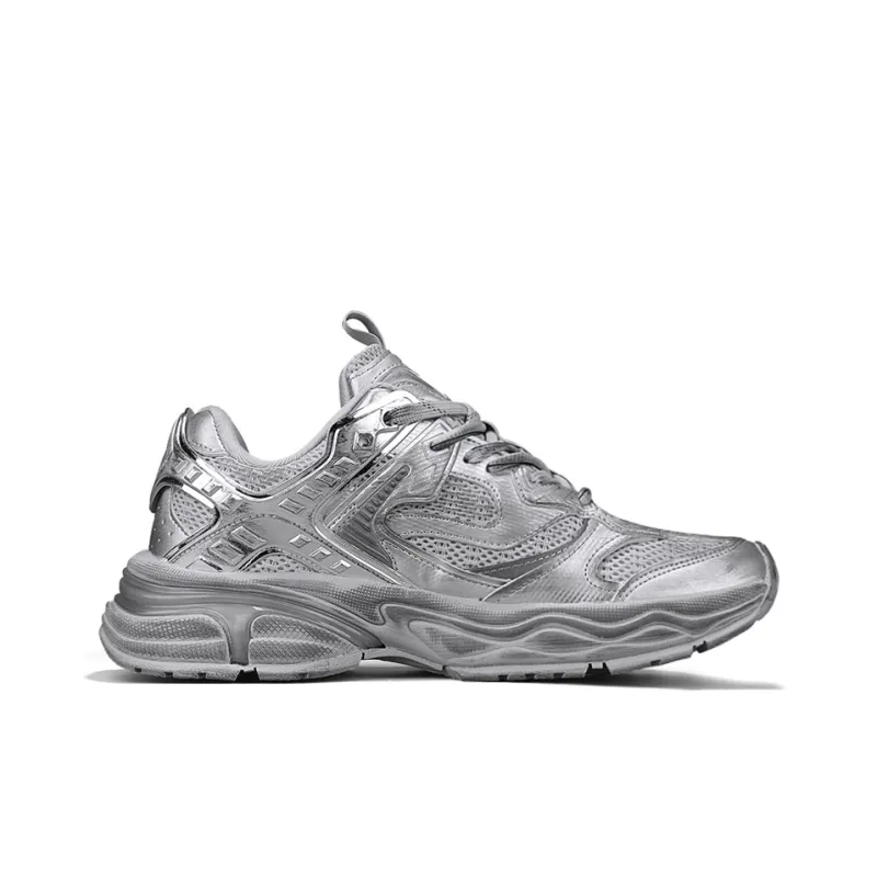 NFL Wear resistant And Lightweight Low Top Chunky Sneakers Unisex Silver-1