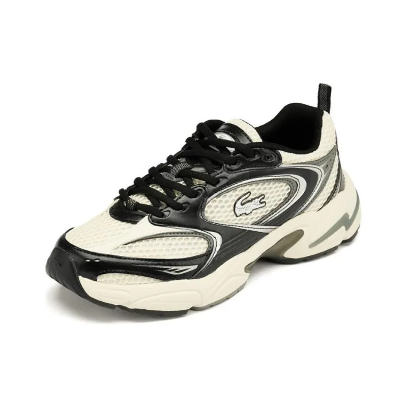 LACOSTE Wear Resistant Low Top Casual Shoes Women's Beige Black-1