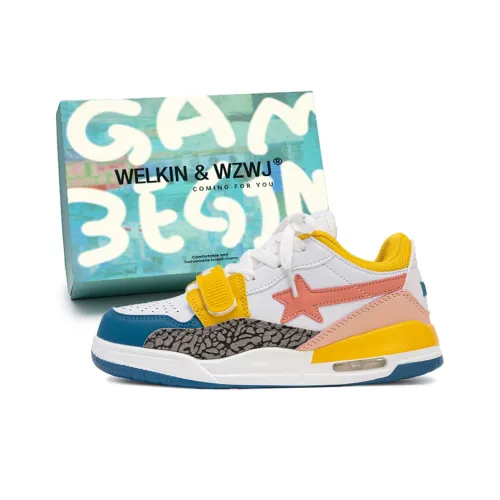 WELKIN&WZWJ Gift Box Set Slip-Resistant Low-Top Skateboard Shoes Unisex Pink Yellow