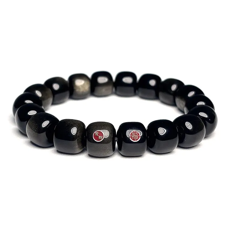 MOUNTAINS AND MANS Obsidian New Chinese Style Prosperity And Good Luck Beaded Bracelet Unisex-0