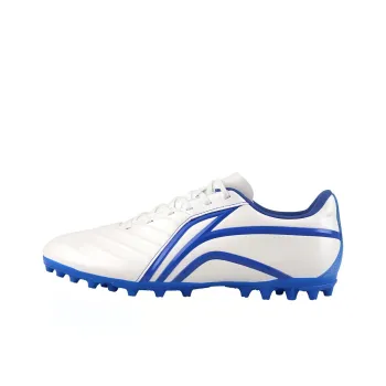 LiNing MG Rubber Short Studs Artificial Ground Cushioning Anti Slip And Wear Resistant Soccer Shoes Men's White Blue