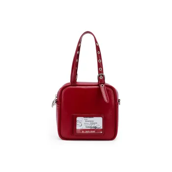 MCMIKO Cow Leather Handbag, Shoulder Bag, Crossbody Bag Unisex Pompeii Red/Honest Black