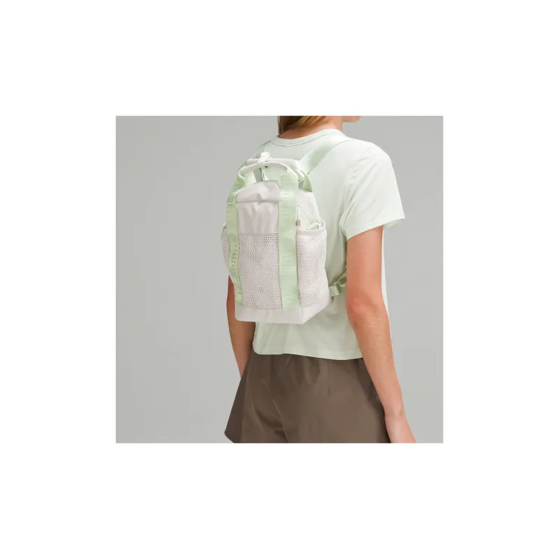 Lululemon Polyester Backpack Crossbody One Shoulder Handbag Small Size Unisex White Opal-4