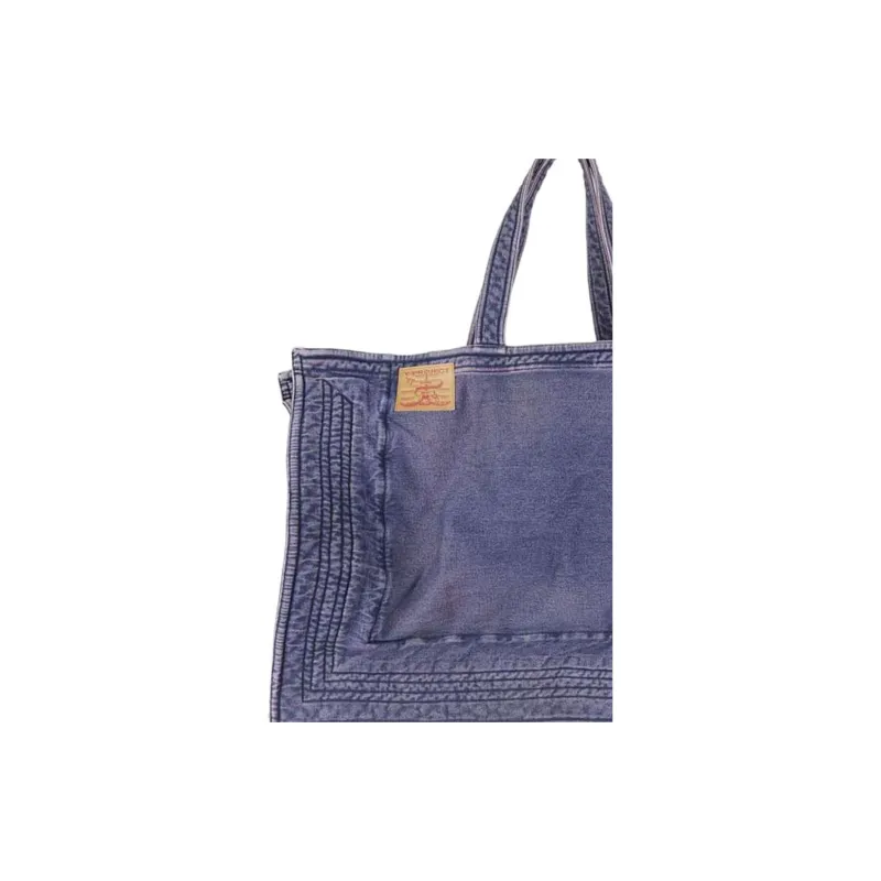 YProject 100% Cotton One Shoulder Handbags Unisex Purple Navy Blue-3