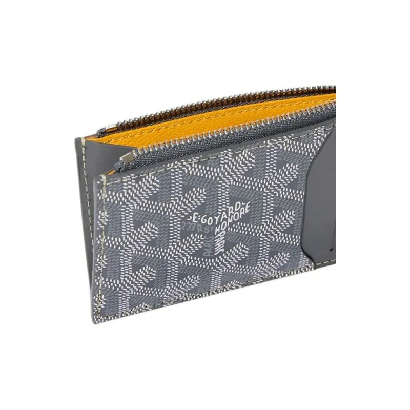 GOYARD Canvas With Calfskin Card Holder Unisex Gray-3