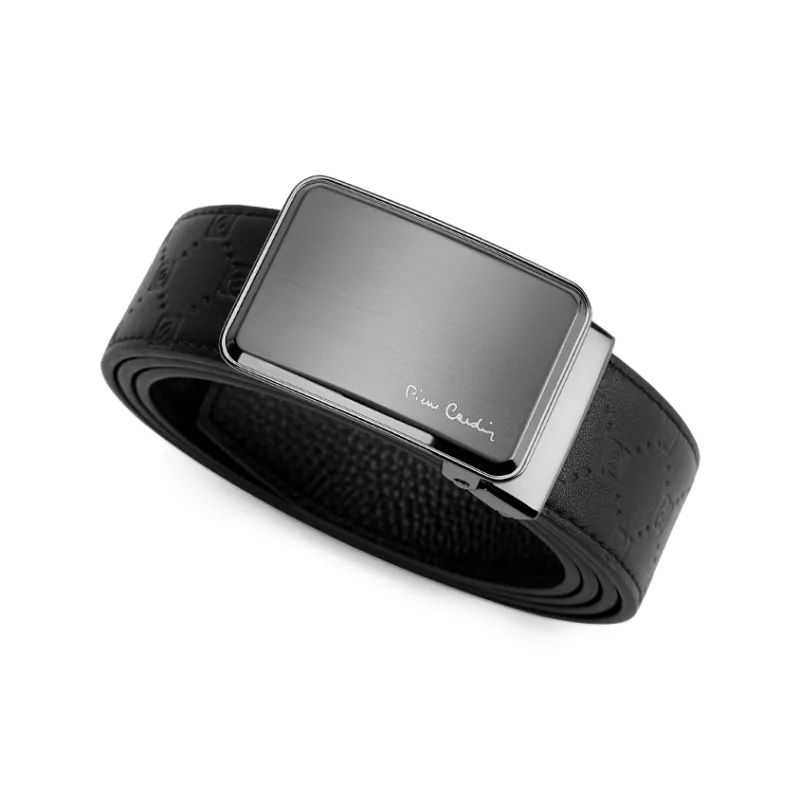 PIERRE CARDIN Cow Leather Belts Men's Black 3.5cm-3