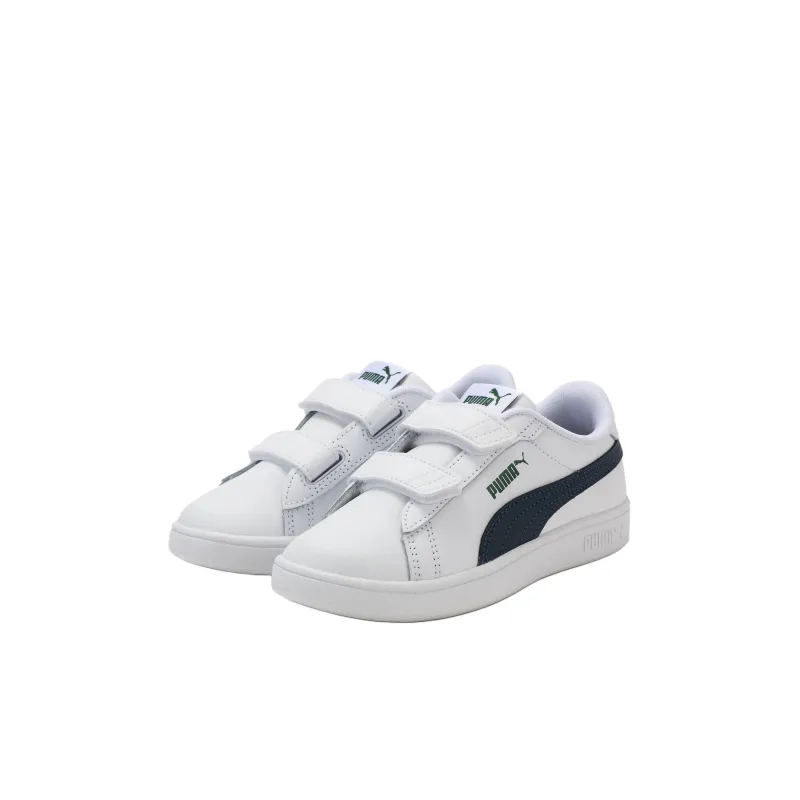 PUMA Smash 3.0 Anti Slip Wear Resistant Low Top Kids' Skateboarding Shoes White Blue Kids'-1