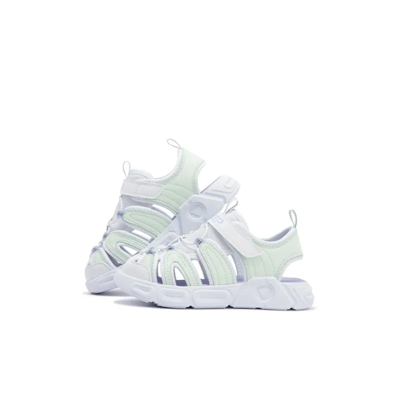 XTEP Slip Resistant Breathable Low Top Children's Sandals Special Step White Light Fruit Green Kids'-4