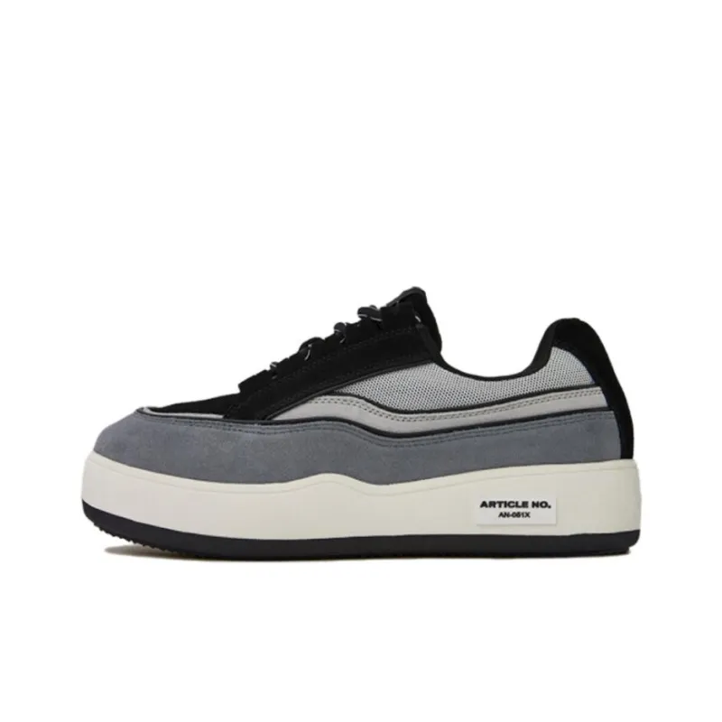 ARTICLE NO. Hamburger Shoes Slip Resistant Low Top Skateboard Shoes Unisex Gray Black-0