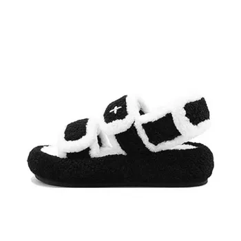 SMFK Abrasion-Resistant Slide Slippers Women's Black White