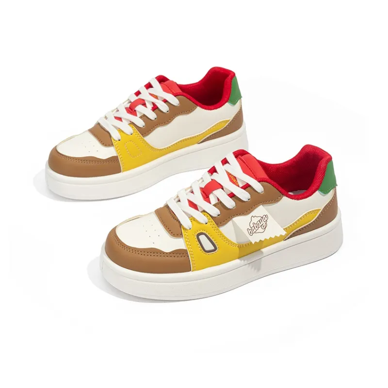 Babaya Slip Resistant Breathable Low Top Kids' Skateboarding Shoes Burger Color Teenagers-3