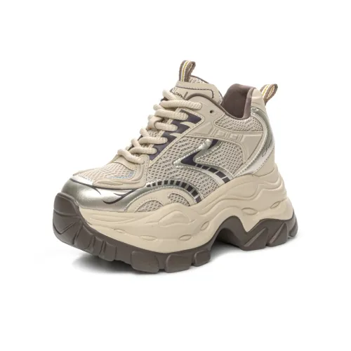 Shangjinni Slip Resistant, Abrasion Resistant, Breathable, Height Increasing Low Top Chunky Sneakers Women's