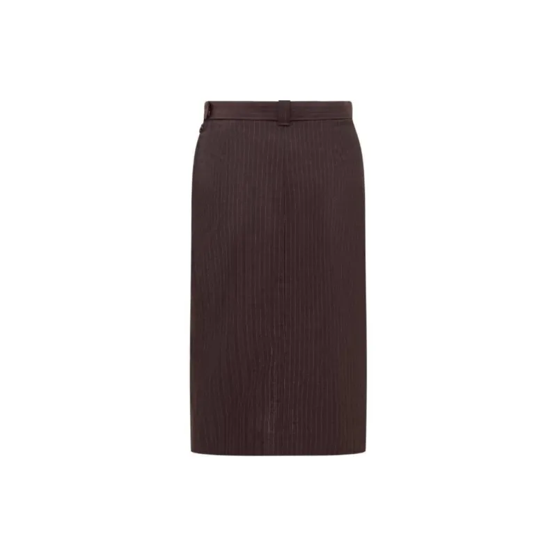 Victoria Beckham Pinstriped Front Slit Midi Skirt-1