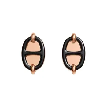 HERMES Metal Earrings Women's Black