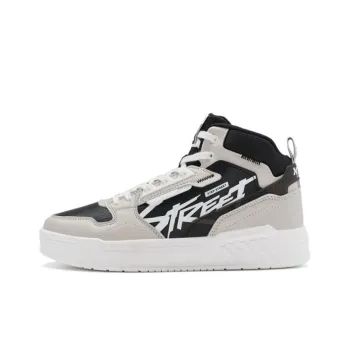 XTEP Anti Slip Wear Resistant High Top Skateboard Shoes Women's Black Gray Color