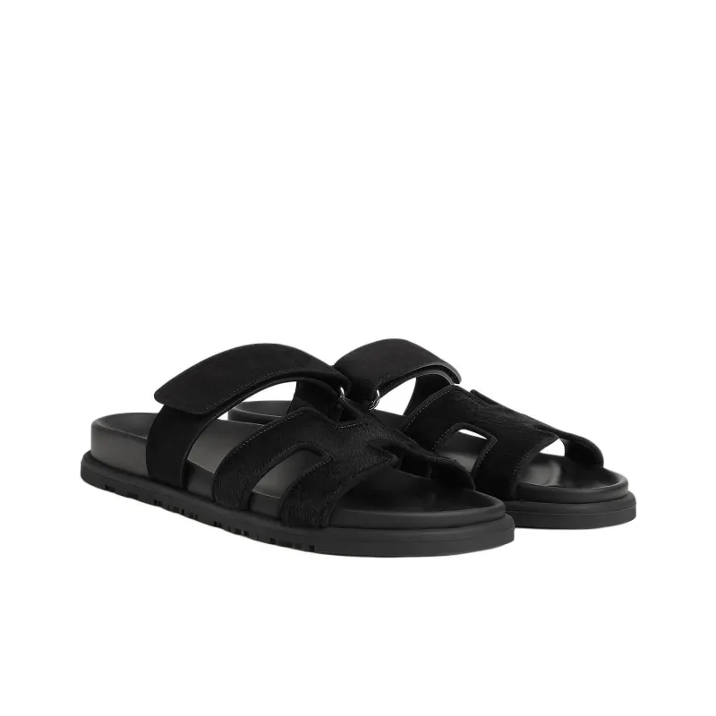 HERMES Chypre Slide Slippers Women's Black-2