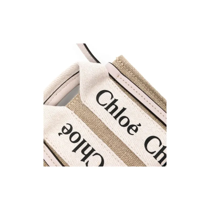 Chloe Canvas With Leather Canvas Bag Tote Bag Shopping Bag Shoulder Bag Crossbody Bag Handbag Nano Women's Beige & Pink-4