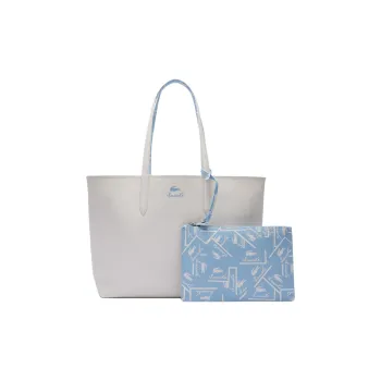 LACOSTE PVC Tote Bag Shopping Bag Shoulder Bag Handbag Women's White & Sky Blue