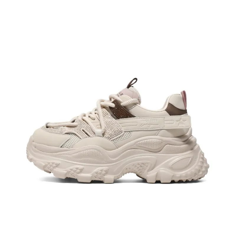 BELLE Height Increasing Coverage Low-Top Chunky Sneakers Women's Apricot-0