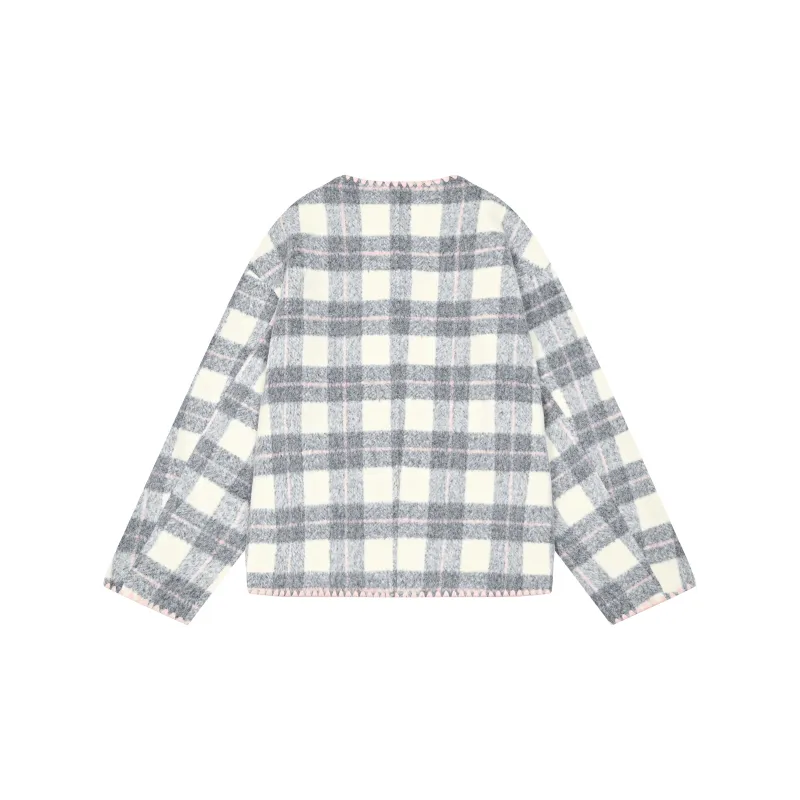 NTOT Velvet-feel Coat Women's Gray Pink-6