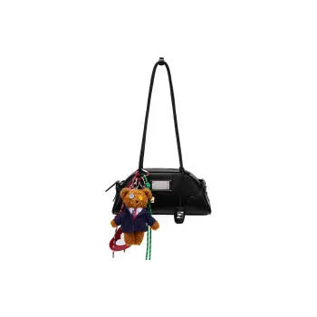 MCMIKO Cow Leather Crossbody Shoulder Bags Medium Size Unisex Black