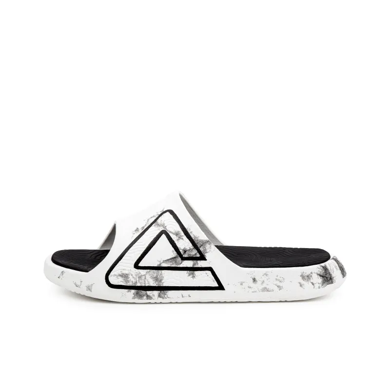 PEAK Tai Ji1.0 Cushioned Slip-Resistant Abrasion-Resistant Quiet Slide Slippers Unisex White Black-0
