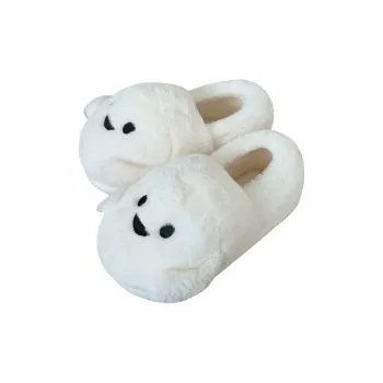 Thin Strips Cotton Slippers Unisex, White
