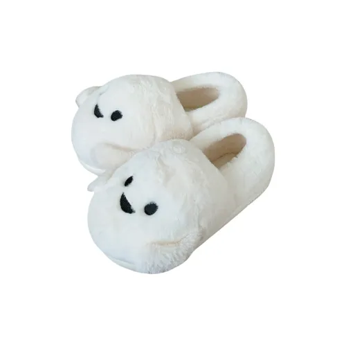 Thin Strips Cotton Slippers Unisex, White